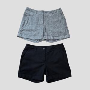 2 Piece Bundle Apt. 9 Torie Mid Rise Cuffed Shorts, Black, Grey Linen, Size 8